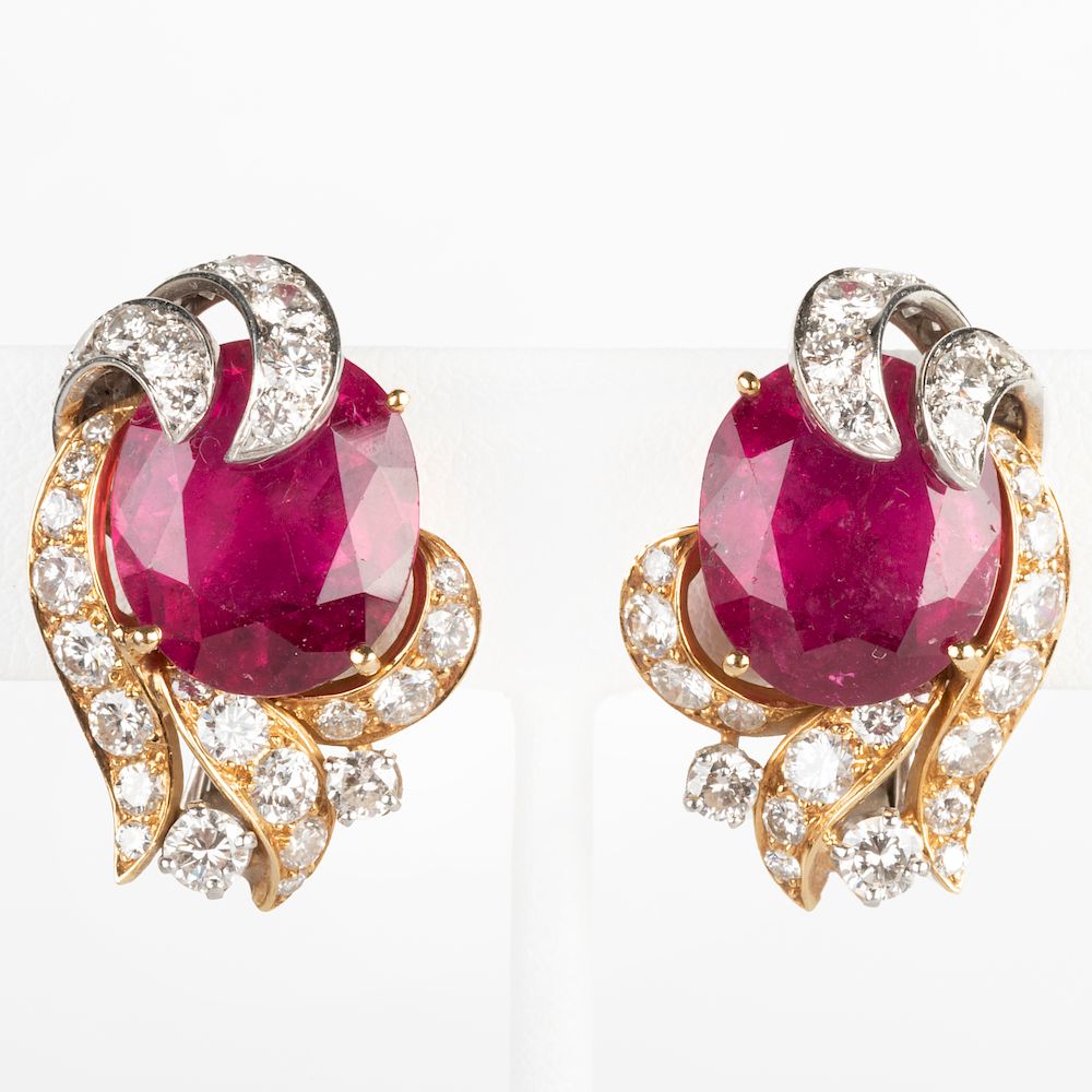 Appraisal: Pair of k Yellow and White Gold Rubelite and Diamond