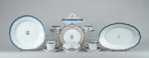 Appraisal: FIFTY-FIVE-PIECE FRENCH DINNER SERVICE BY J MANSARD CO PARIS Blue