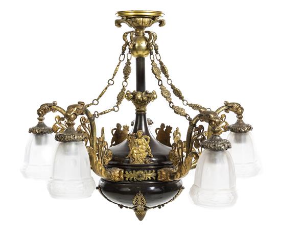 Appraisal: Sale Lot An Empire Style Gilt and Patinated Metal Five-Light