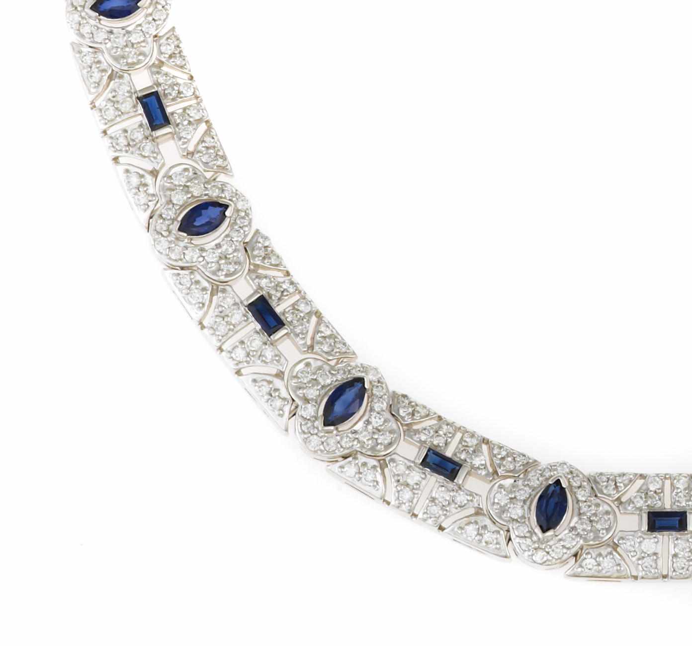 Appraisal: A sapphire and diamond choker necklace estimated total diamond weight