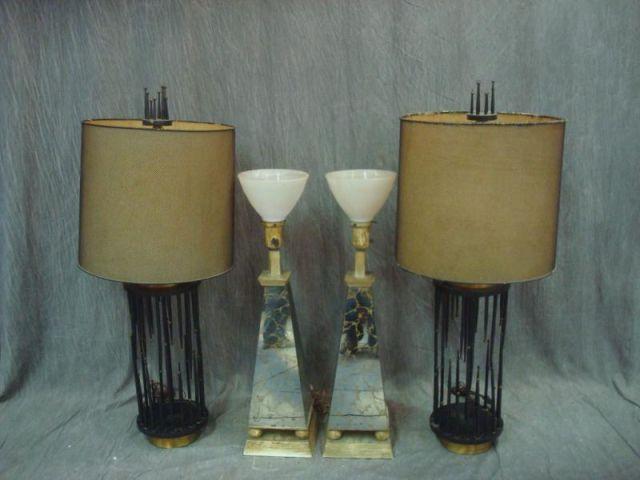 Appraisal: Pairs of Midcentury Lamps -mirrored -other From a Long Island