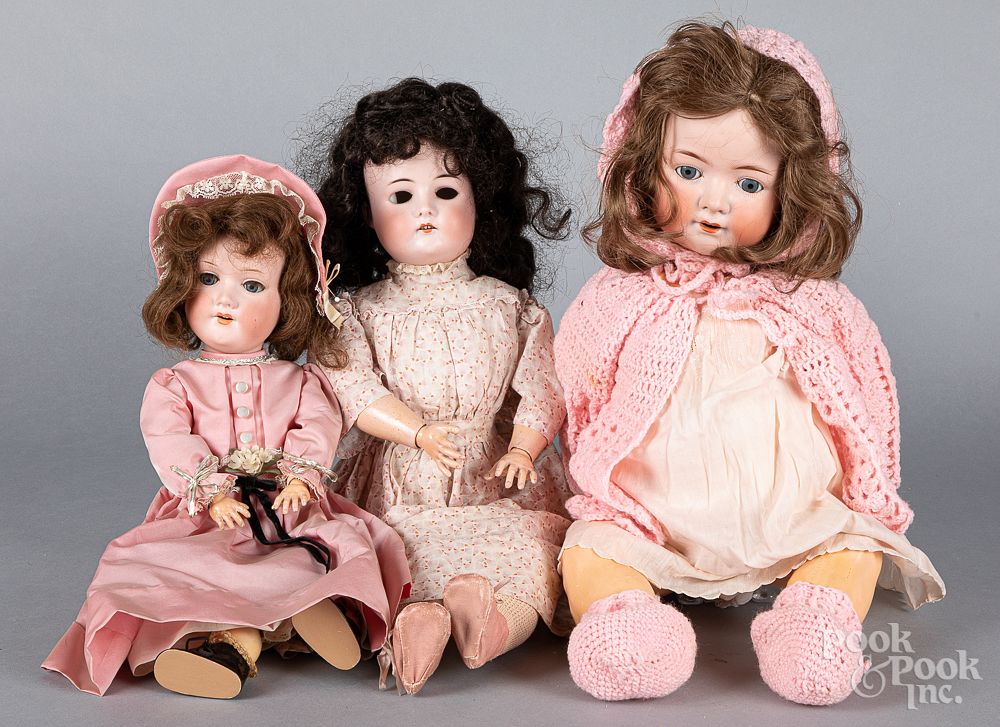 Appraisal: Three German bisque dolls Three German bisque dolls to include