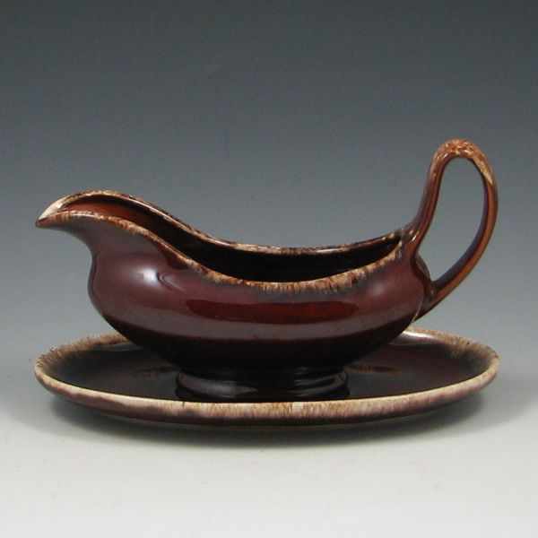 Appraisal: Hull Mirror Brown Gravy Bowl and Saucer marked Hull USA