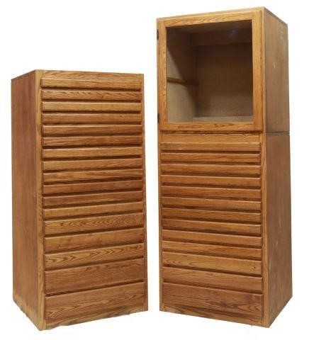 Appraisal: lot Oak specimen storage cabinets including fitted with seventeen graduated