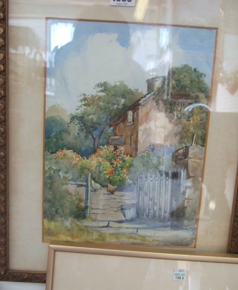 Appraisal: A group of four including a watercolour garden scene signed