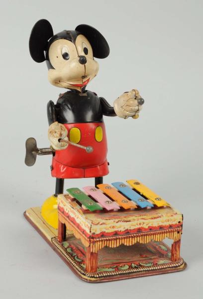 Appraisal: Mickey Mouse Xylophone Tin Litho Wind-Up Toy Made by Linemar