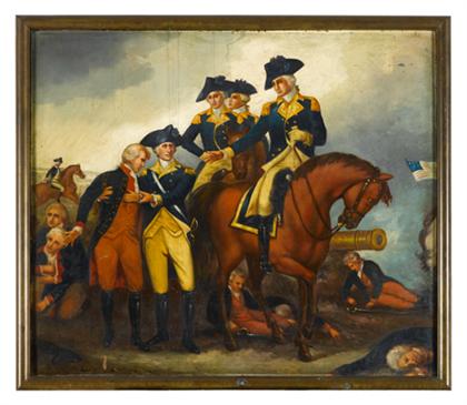 Appraisal: American School th century george washington on horse Unsigned oil