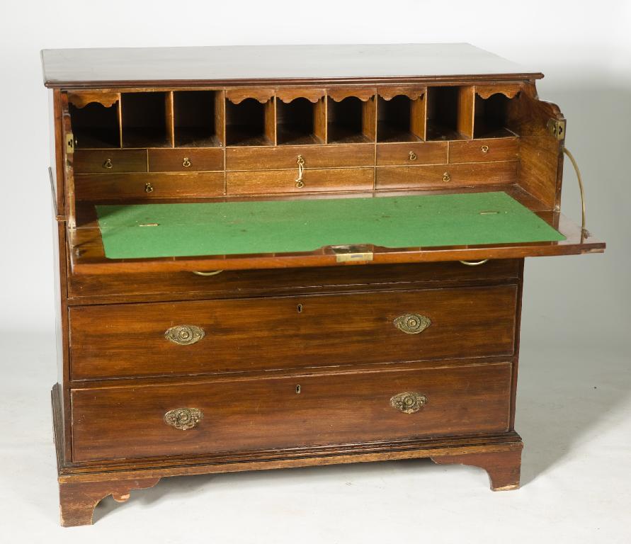 Appraisal: EARLY th CENTURY MAHOGANY SECRETAIRE CHEST the moulded rectangular top