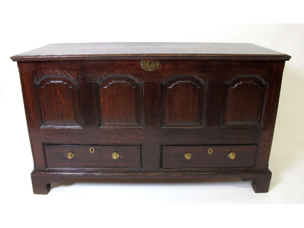 Appraisal: An th century oak dower chest the hinged moulded top