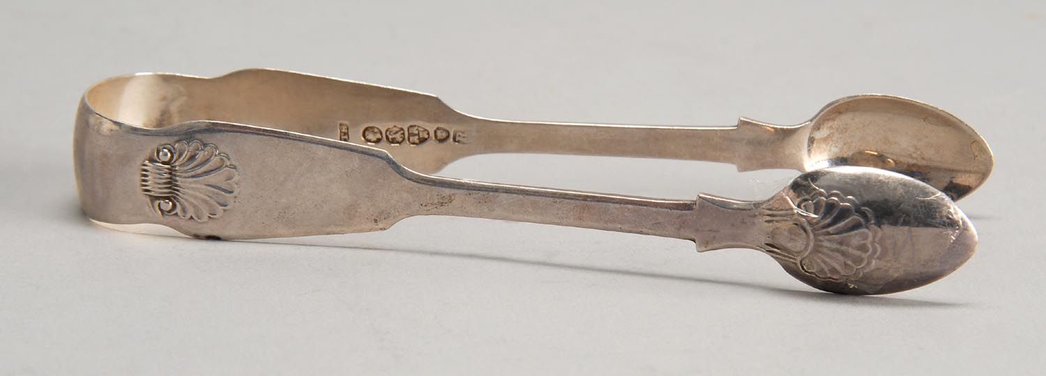 Appraisal: PAIR OF ENGLISH STERLING SILVER SUGAR TONGS Newcastle Untraceable maker's