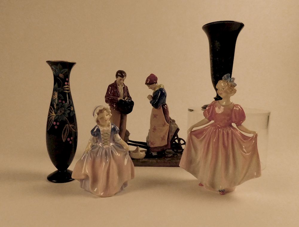 Appraisal: Royal Doulton figurines Royal Doulton figurines together with a European