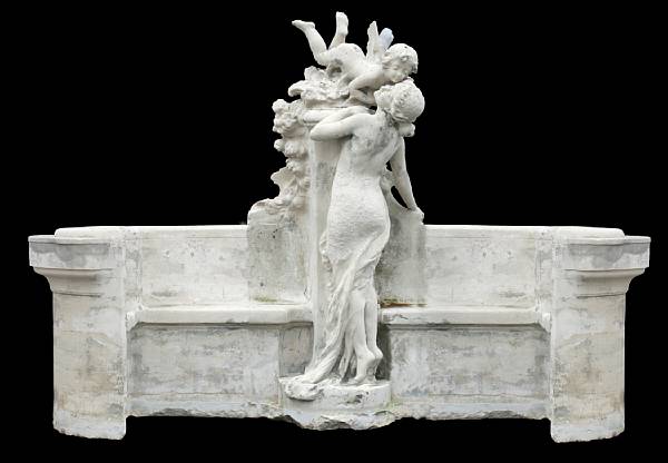 Appraisal: An imposing French Belle Epoch limestone bench late th century