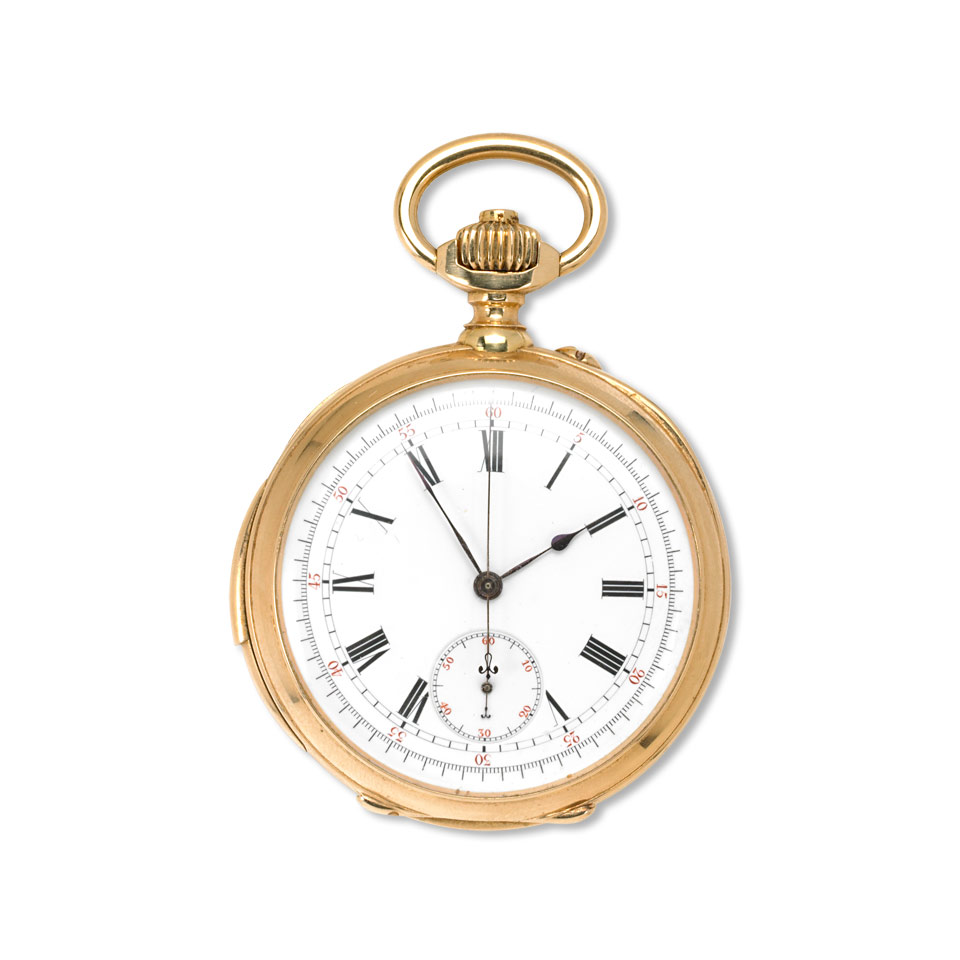 Appraisal: Swiss Openface Minute Repeat Pocket Watch With Chronograph circa mm