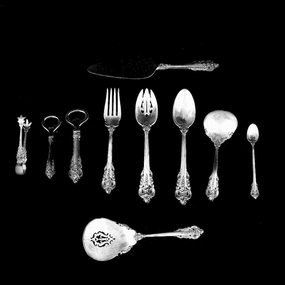 Appraisal: Wallace Grande Baroque Serving Pieces Twelve Wallace Grande Baroque Sterling