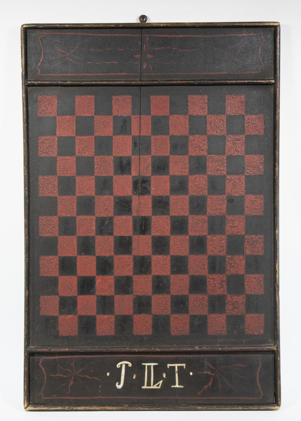 Appraisal: TH C AMERICAN FOLK ART PAINTED GAME BOARD ON PINE