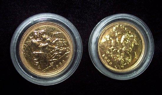 Appraisal: Two half sovereigns gm total