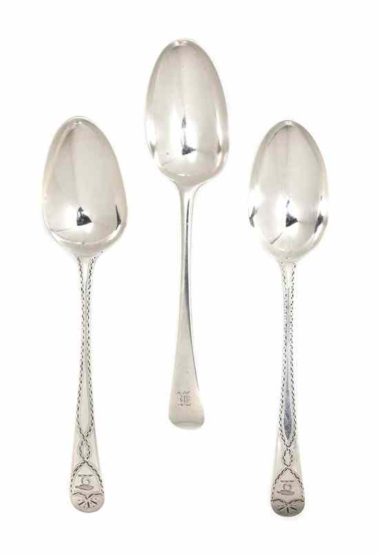 Appraisal: A Pair of English Silver Serving Spoons Thomas Tookey London