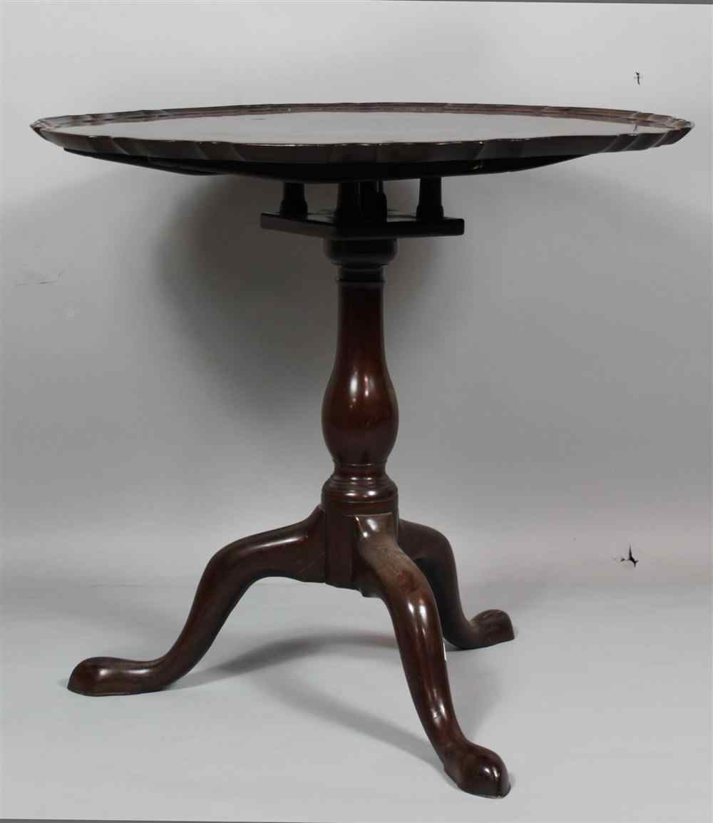 Appraisal: AMERICAN CHIPPENDALE MAHOGANY PIECRUST TILT TOP TABLE circa the circular