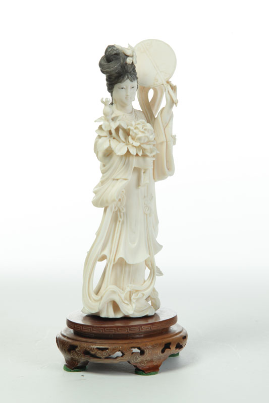 Appraisal: CARVED IVORY FIGURE OF KWAN YIN China st half- th