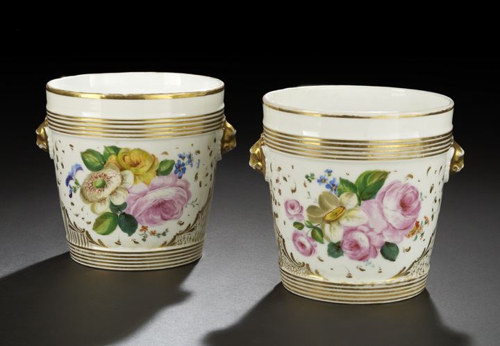 Appraisal: Attractive Pair of Paris Porcelain Two-Handled Cachepots second quarter th