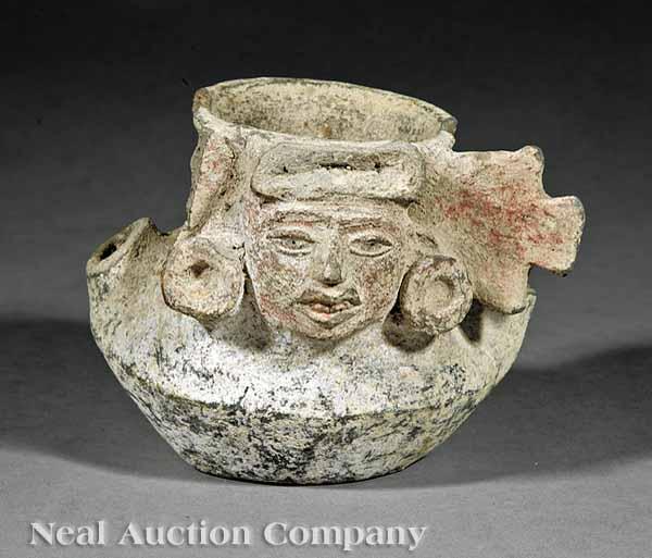 Appraisal: A Zapotec Painted Earthenware Vessel c - the compressed ovoid