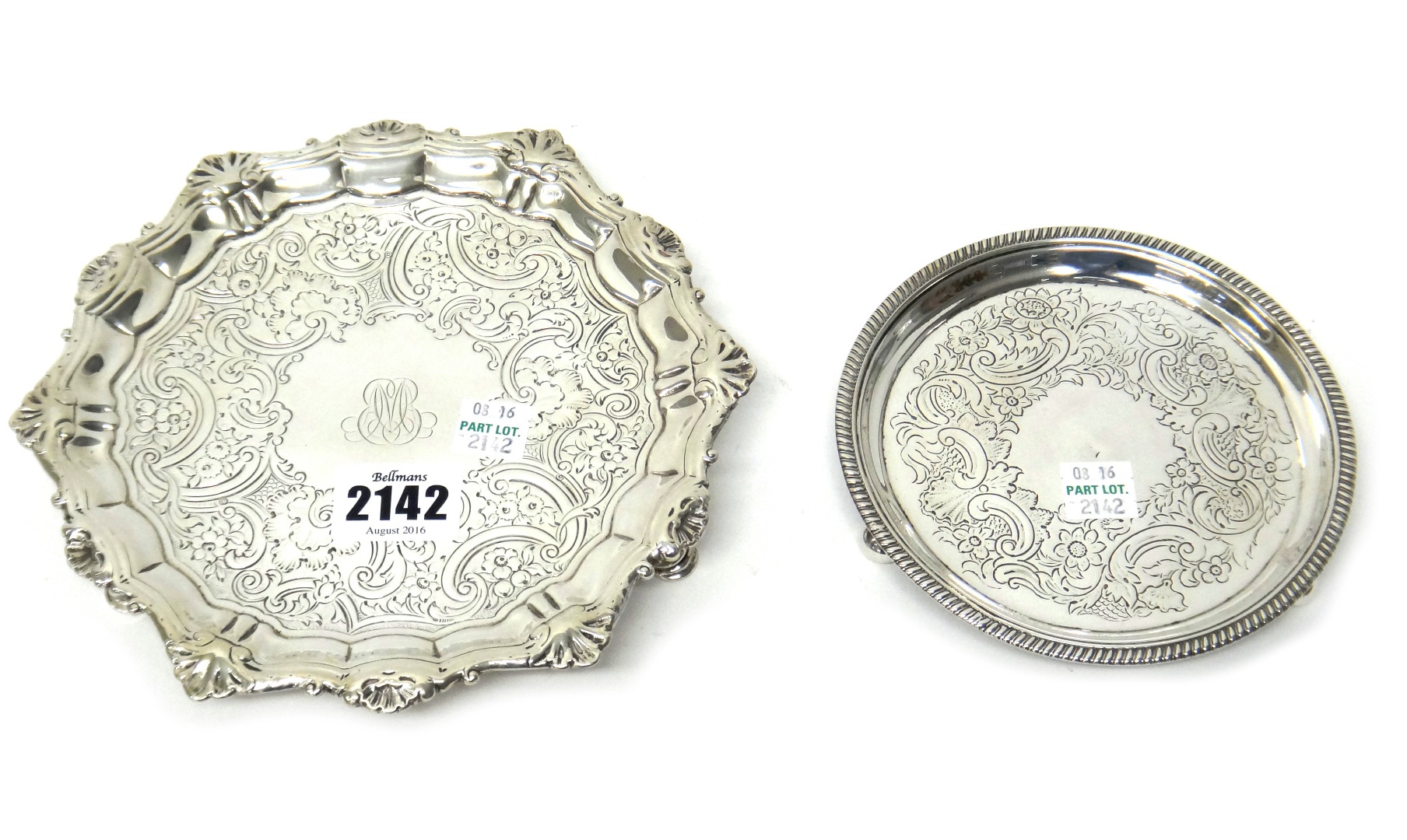 Appraisal: Silver comprising a George II shaped circular salver with later