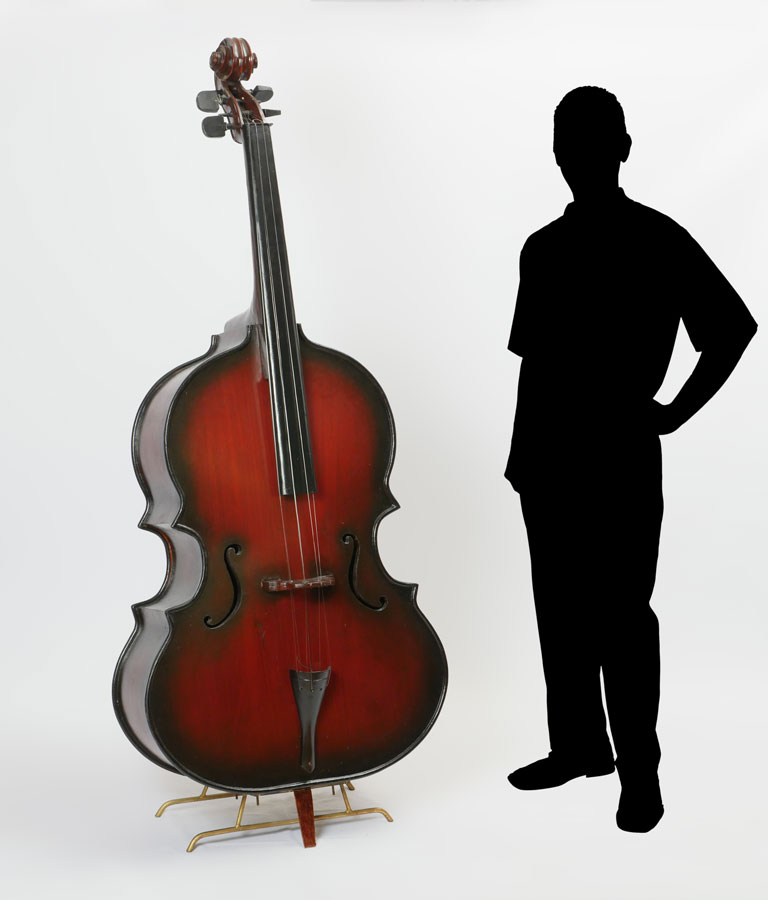 Appraisal: LARGE STAND UP DOUBLE BASS FORM CABINET Grain and black