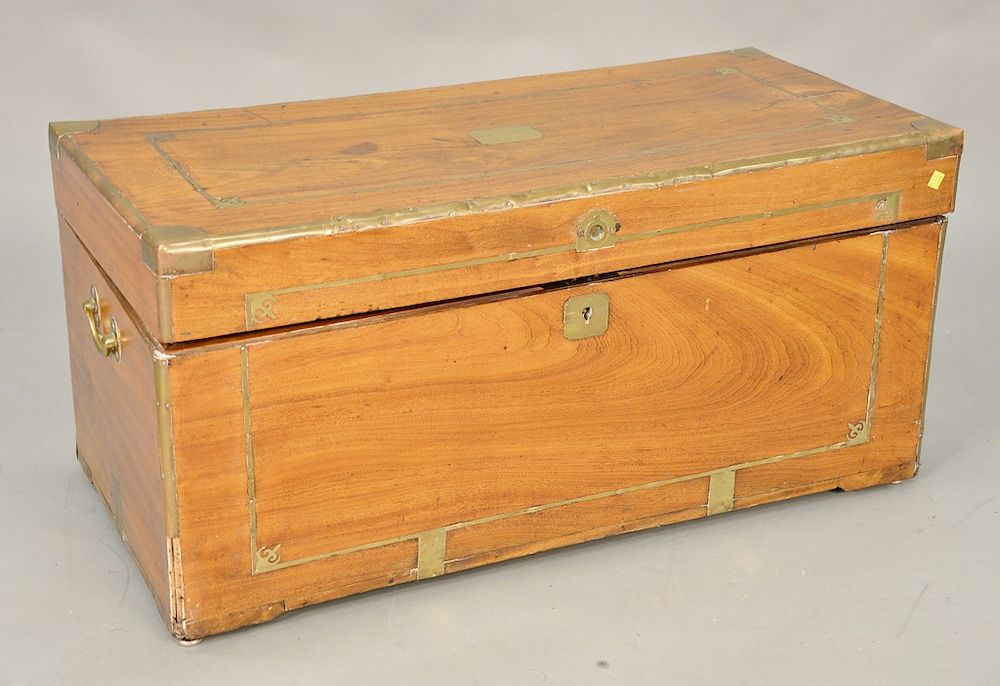 Appraisal: Camphor Wood brass inlaid lift top chest ht in top