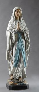 Appraisal: French Polychromed Plaster Figure of the Virgin Ma French Polychromed