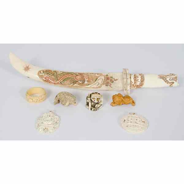 Appraisal: Chinese and Japanese Ivory and Bone Accessories Chinese and Japanese