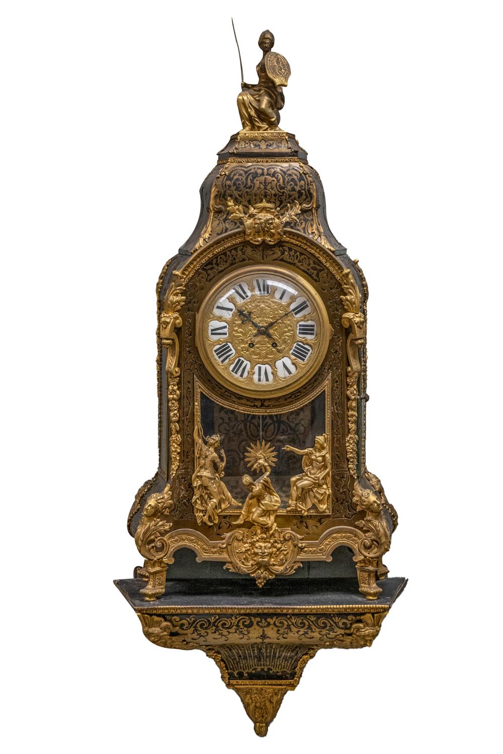 Appraisal: FRENCH BOULLE BRACKET CLOCKthe gilt metal dial with white enamel