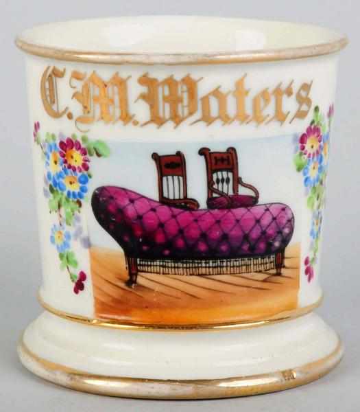 Appraisal: Furniture Maker Shaving Mug Gilt name C M Waters Beautiful