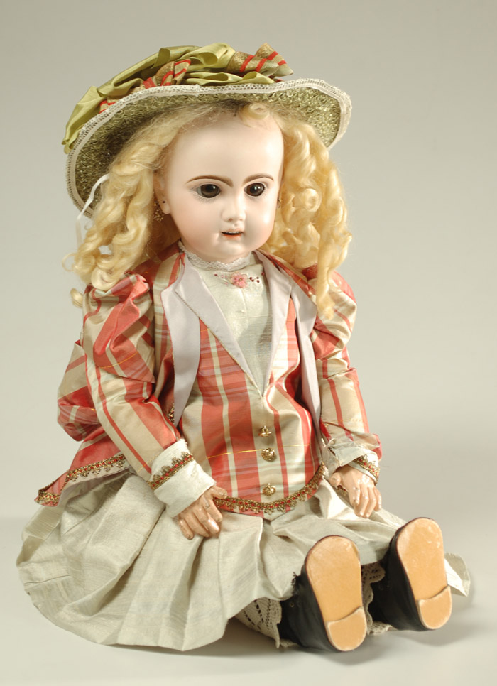 Appraisal: JUMEAU FRENCH BISQUE HEAD DOLL socket head with curly blond