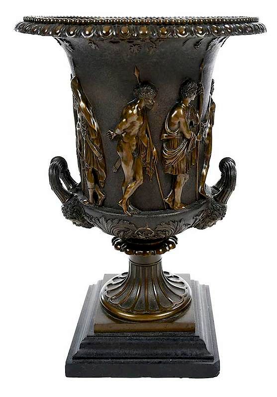 Appraisal: Classical Bronze Urn by Benedetto Boschetti Italian th century depiction