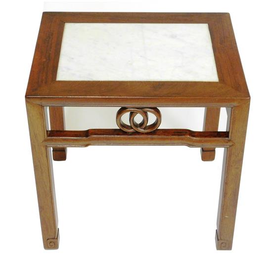 Appraisal: Side table th C Asian oblong top inset with white