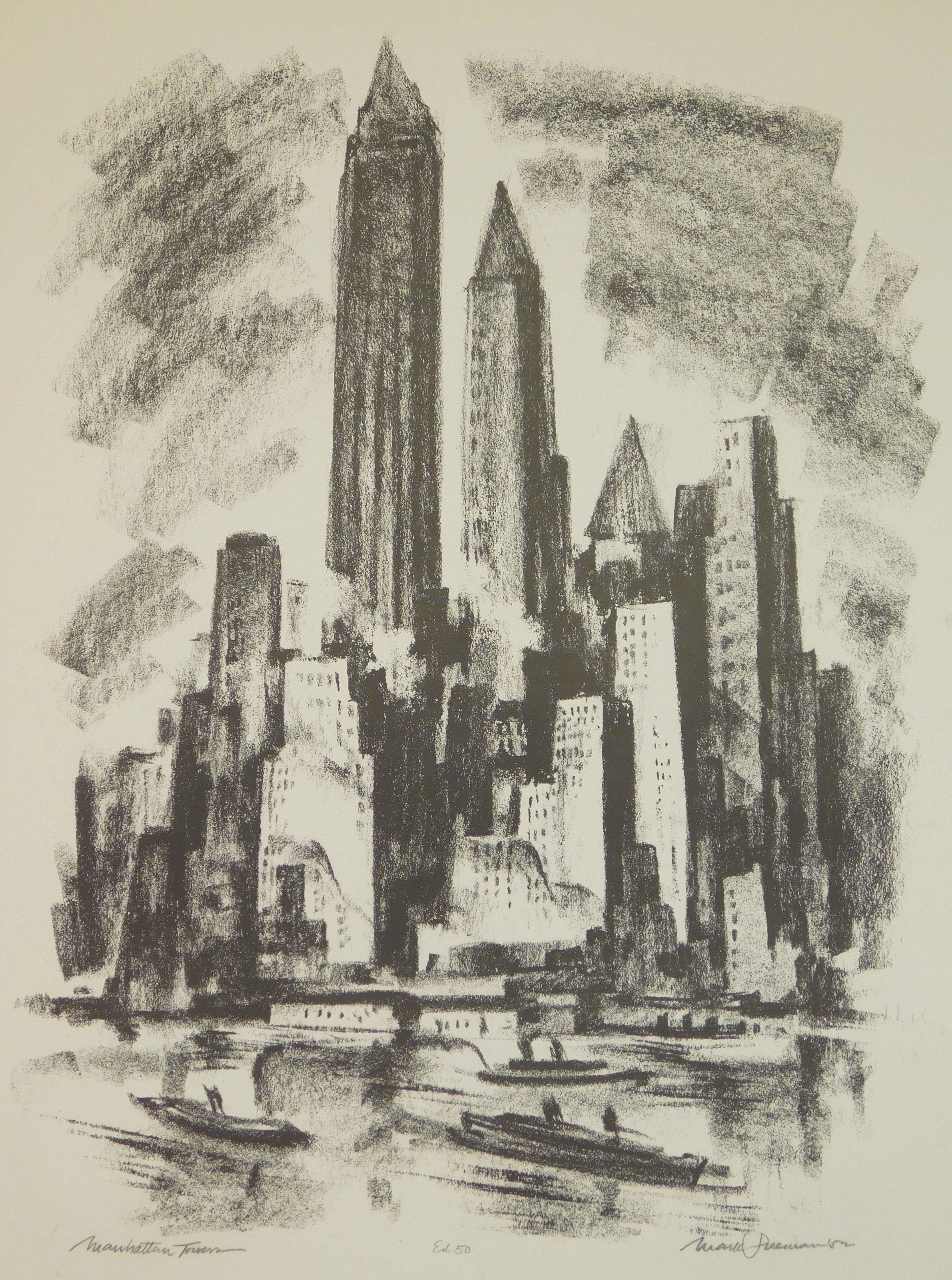 Appraisal: Mark Freeman - ''Manhattan Tower''- lithograph signed dated titled and