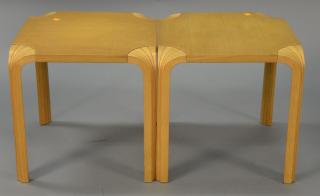 Appraisal: Pair of Alvar Aalto fan tables stamped Artek Finland ht