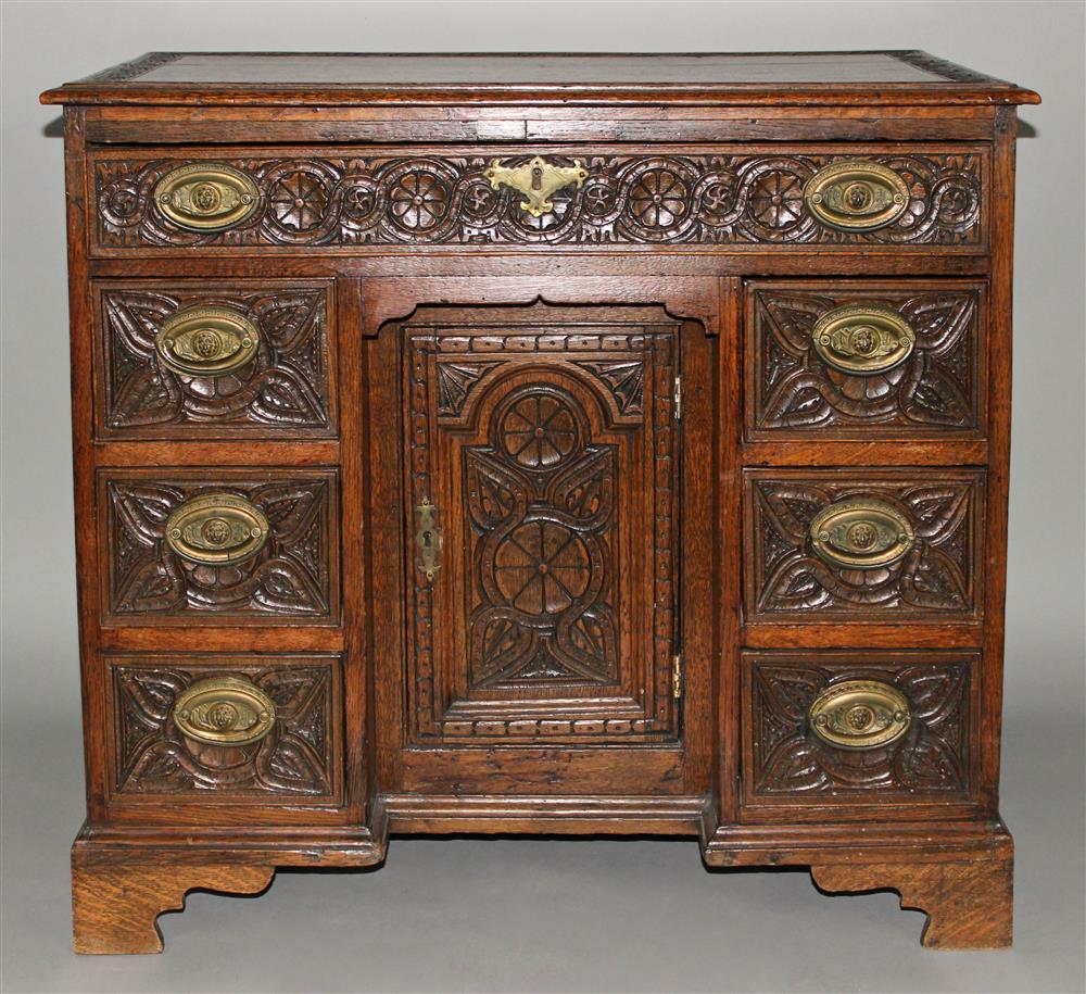 Appraisal: ENGLISH CARVED OAK PROVINCIAL DRESSING TABLE having a rectangular top