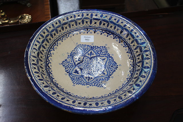 Appraisal: AN ANTIQUE IZNIK POTTERY BOWL decorated in blue with geometric