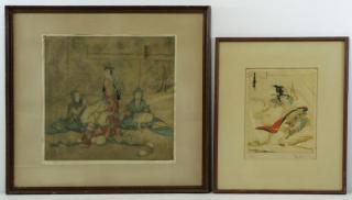 Appraisal: LORD Elyse Ashe Two Color Etchings Musicians - signed lower