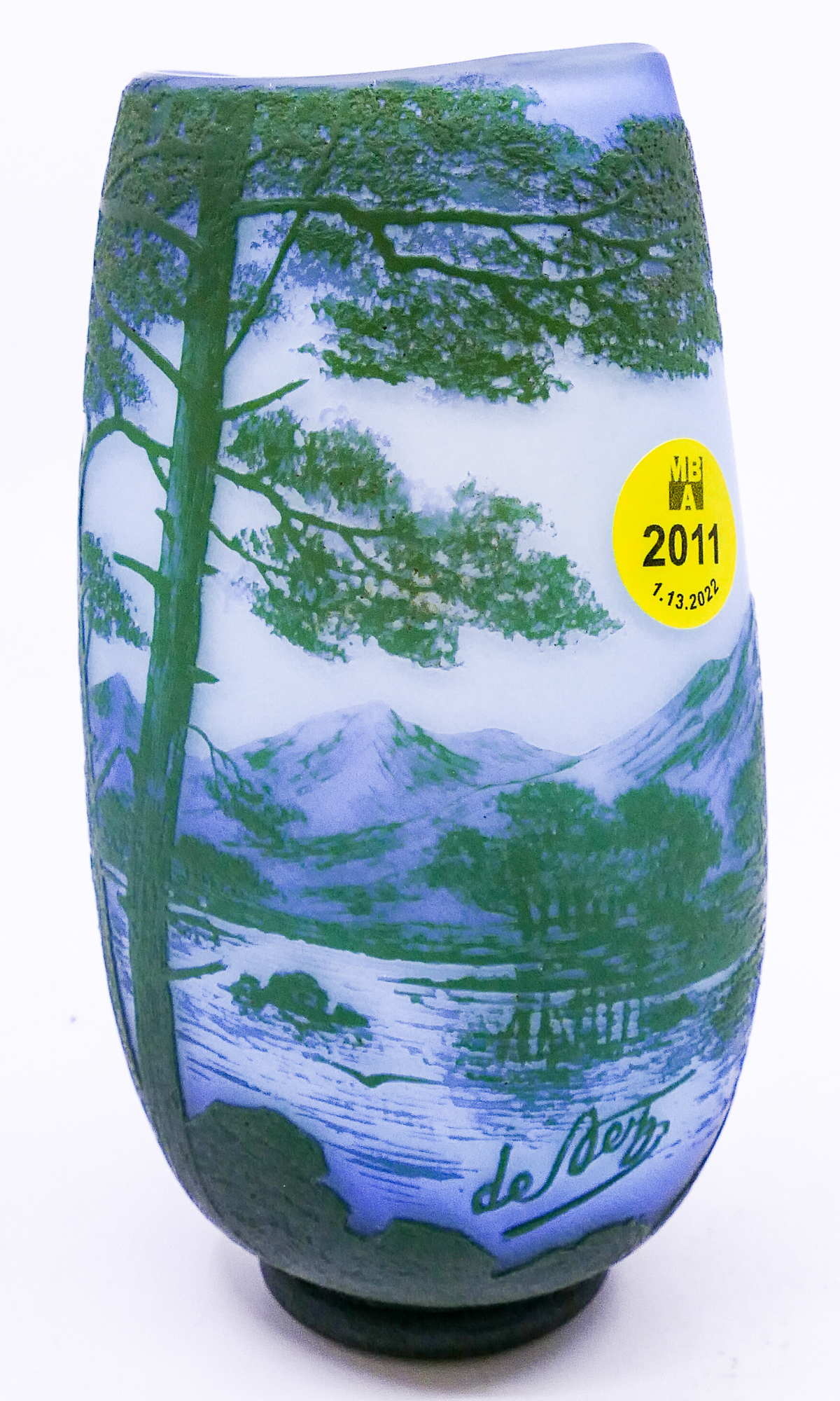 Appraisal: DeVez Cameo Glass Landscape Vase- ''