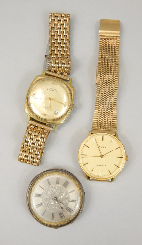 Appraisal: An Avia gold plated watch a Swiss Emperor plated watch