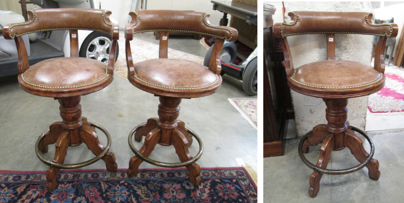 Appraisal: A SET OF THREE FRENCH SWIVEL BAR STOOLS Charles Pollock