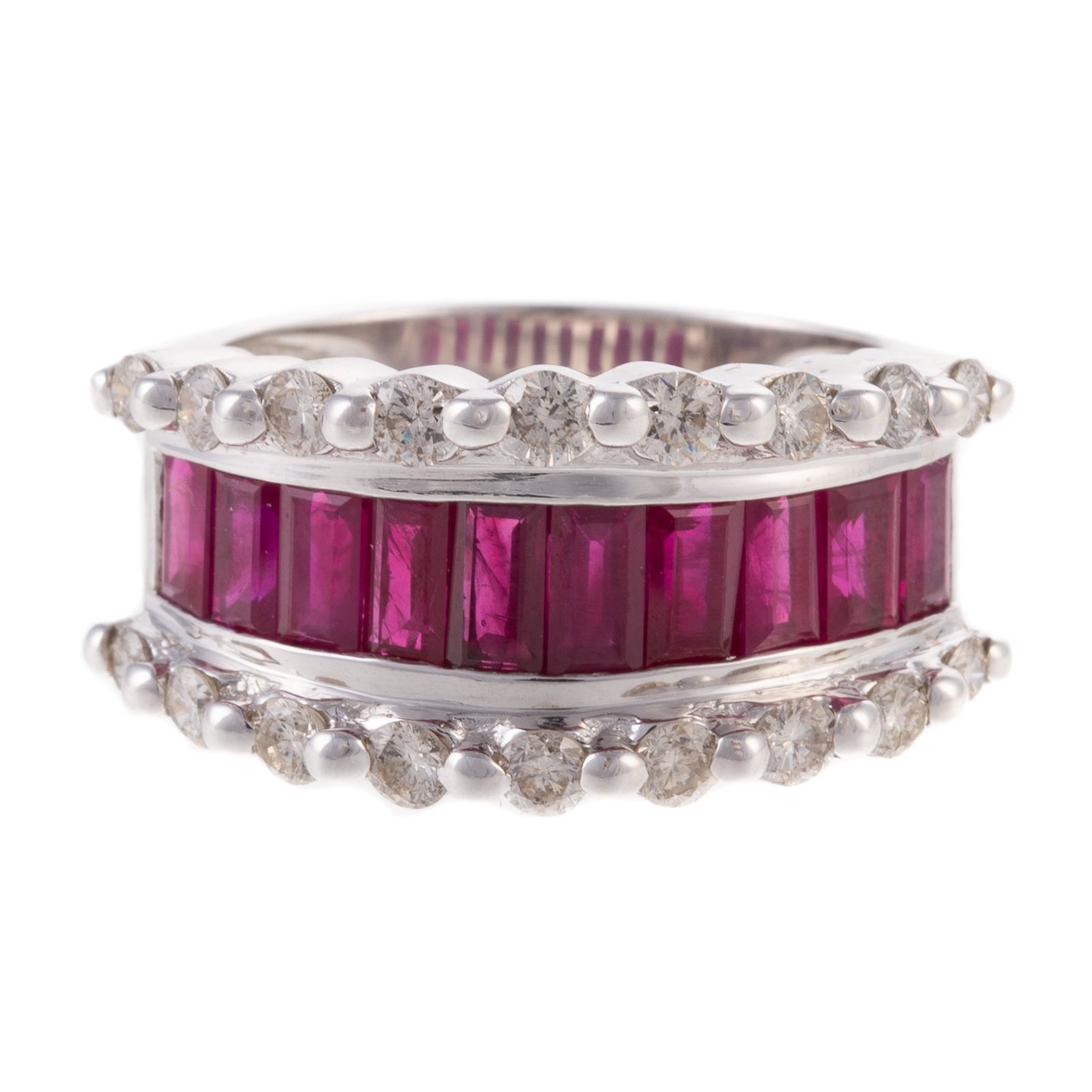 Appraisal: A RUBY DIAMOND WIDE BAND IN K WHITE GOLD K