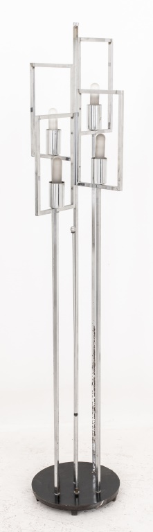 Appraisal: GAETANO SCIOLARI TASTE GEOMETRIC CHROME FLOOR LAMP Geometric chrome floor