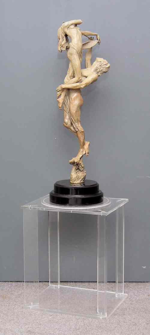 Appraisal: Tuan born - Light brown patinated bronze figure - ''Romantic