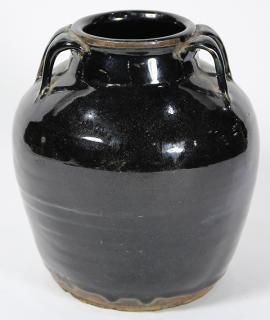 Appraisal: Black Glazed Ceramic Jar Asian black glazed ceramic jar with