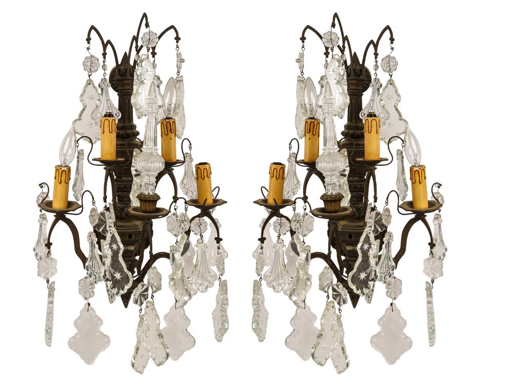 Appraisal: PAIR OF FRENCH BRONZE GIRANDOLE SCONCESeach with five lights inches