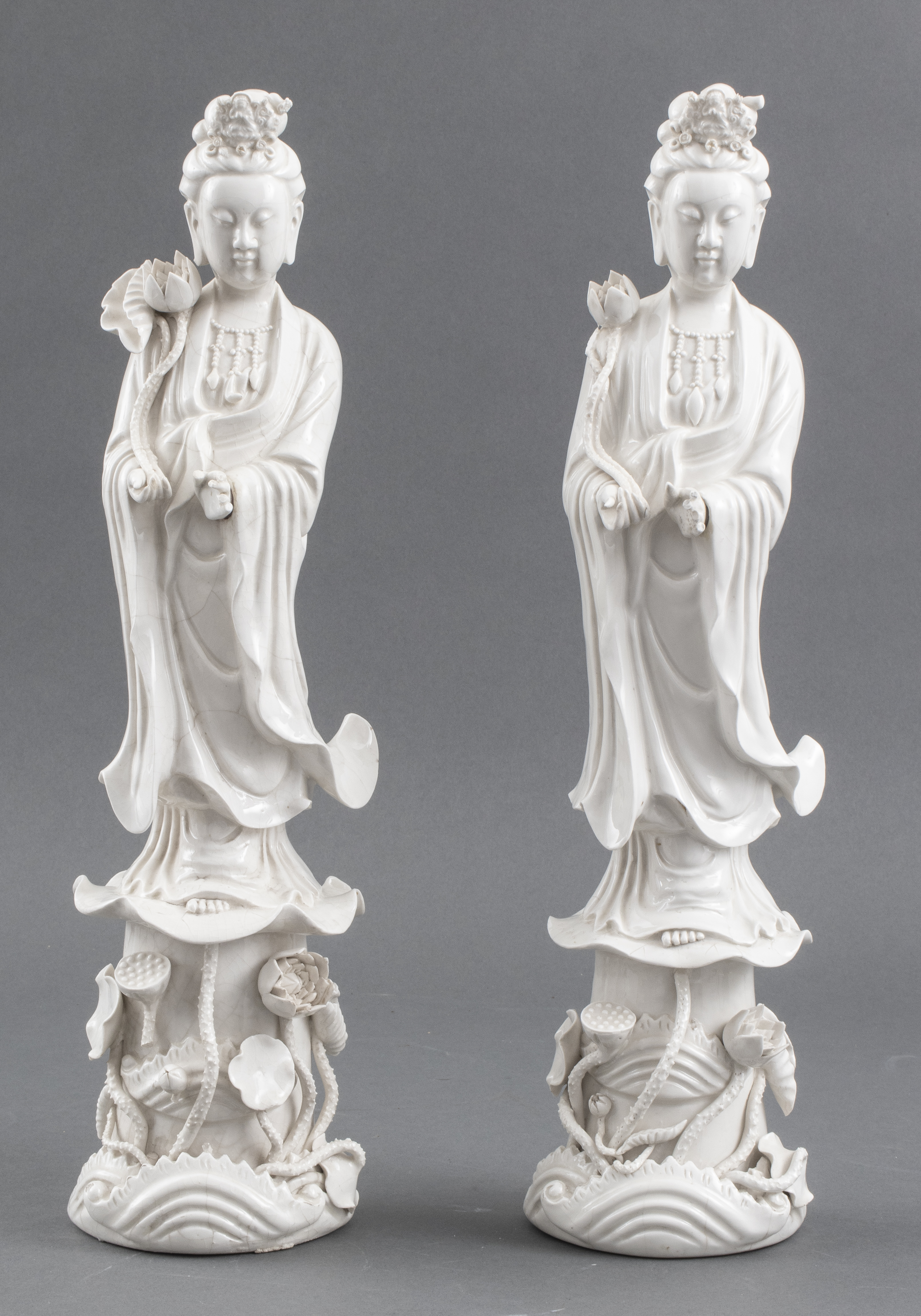 Appraisal: CHINESE BLANC DE CHINE GUANYINS PAIR Pair of Chinese blanc