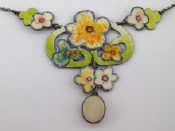 Appraisal: An enamelled silver art nouveau style floral necklace with opal